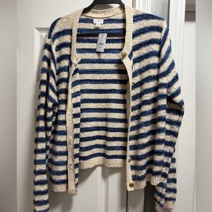 J Crew Striped cardigan size XL new with tags